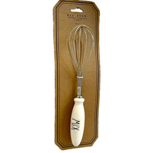 Rae Dunn White Whisk MIX Ceramic Stainless Steel NEW 10.5” NWT